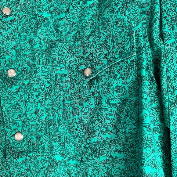 Drysdale Green & Black Paisley Print Pearl Snap Button Down Western Men’s Top M - Picture 8 of 15